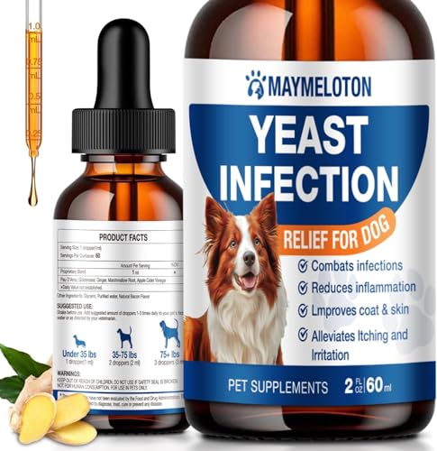 Yeast Infection Treatment for Dogs - Dog Ear Infection Treatment & Anti Yeast Drops, Natural Itch...