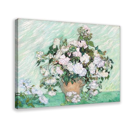 Cadre à suspendre toile Van Gogh roses roses sans percer déco murale