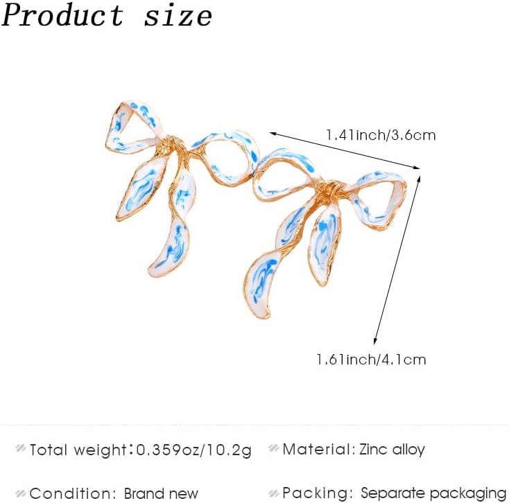 Blue and White Bow Earrings for Women Enamel Ribbon Earrings Cute Colorful Porcelain Bow Stud Earrings Jewelry - Image 3