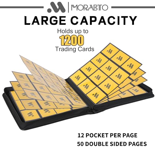 Image of Card Binder 12 Pocket,Trading Card Binder Holds up to 1200 Cards with 50 Sleeves,Zipper Card Holder Album Compatible with TCG Card /Game Cards /Sports Card