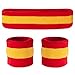 Suddora Striped Sweatband Set - (1 Headband and 2 Wristbands) Cotton for Sports & More. (Red Yellow Red)