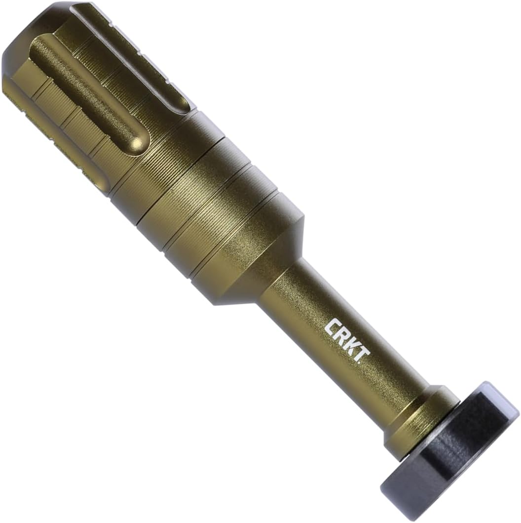 CRKT ToGo Driver Tool: Olive Green Aluminum Handle, 1/4" to 4mm Micro Bit Adapter Included, 9914