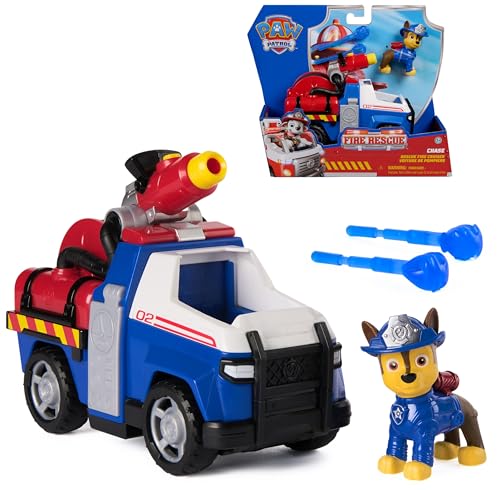 Paw Patrol Fire Rescue: Veicolo Antincendio di Chase con Personaggio, Lanciamissili e Camion Giocattolo, Giocattoli per Bambini e Bambine, 3+ Anni