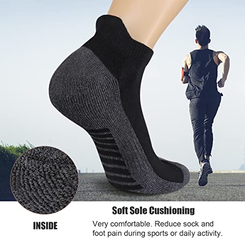 eallco Mens Ankle Socks Low Cut Athletic Cushioned Running Tab Socks 6 Pack 6