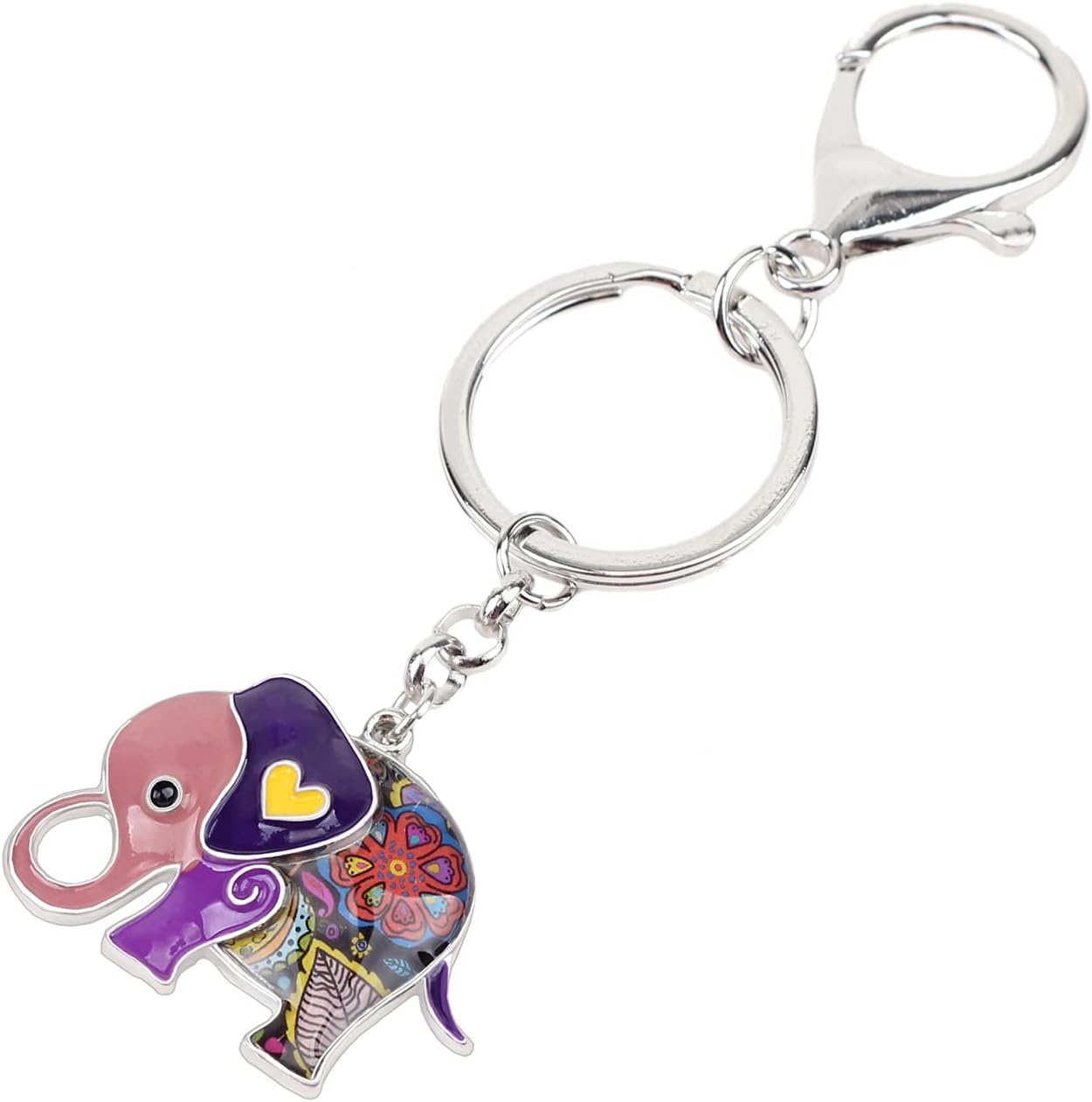 BONSNY Enamel Metal Chain Jungle Elephant Key Chains For Women Car Purse Handbag Charms image 3
