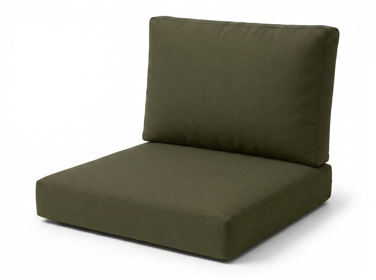 Rattan Garden Furniture Cushions Set – High-Density Foam Support, Outdoor Replacement Cushions for Patio Sofa & Conservatory – Water Resistant Covers (Olive Green, 8Pc set (4x Seat + 4x Back))