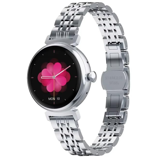 Image of Shyenah DM70: A Distinctive Blend of Tradition and Technology, 1.04 inch Compact AMOLED with Heartrate, BloodOxygen, Female Health, Voice Assistant, IP68, HD Bluetooth Calling, Password Protection (Steel)