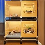 Poulailler Plastique 2 Poules Fabriqué en PP Et en Fer Cage À Volaille Petit Poulailler Pas Cher avec Plateau Et roulettes Universelles Facile À Assembler(Yellow,70 * 45 * 90CM)