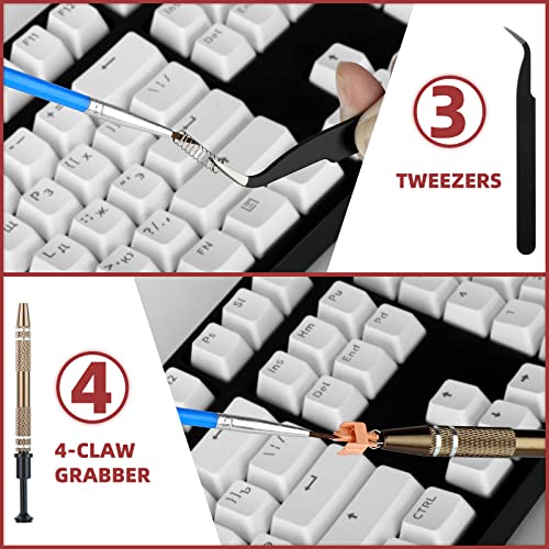 Image of RUNJRX Keyboard Lube Kit with Tweezers,Keycap Puller,Switch Puller,4-Claw Grabber,Lube Pen for Custom Keyboard, Keyboard Lube Tools