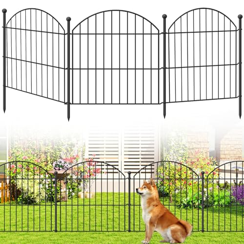 Image of Decorative Garden Fence 24in (H) x10ft (L), 5 Pack No Dig Fence Animal Barrier for Dog, Arched Flower Bed Edging, Wire Border Panel Fencing for Yard Patio Outdoor Decor