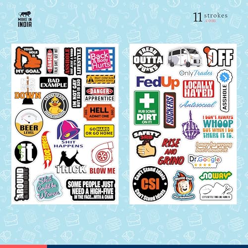 Image of 11 Strokes Set of 100 Sarcastic Stickers - Funny Stickers, Meme Stickers for Phone Case, Self Adhesive Aesthetic Stuff Laptop Aesthetic Laptop Accessories