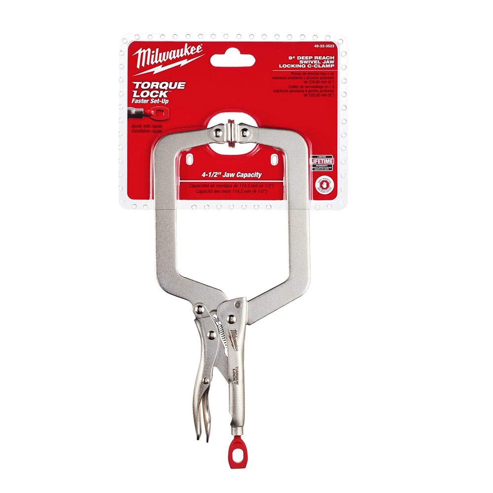 Milwaukee 48 22 3523 Deep Reach Swivel Jaw Locking Clamp 9 Inch - Silver, 9" - Image 4