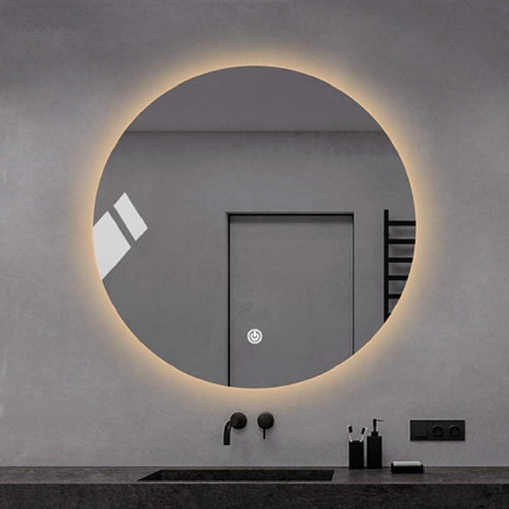 Bathroom Round Backlit LED Light Round Wall-Mounted Smart with lamp Single Touch Anti-Fog(60cm)