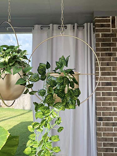 Shineloha 2 Pack Hanging Planters For Indoor Plants With 6" Pot (Detachable) + Hook + Chain | Hanging Planters Indoor, Ceiling Planters, Gold Planter For Indoor & Outdoor, No Plant Incld. #TOP1
