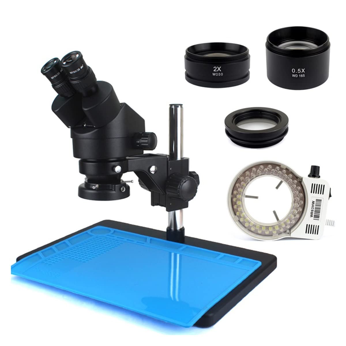 Kit di accessori per microscopio 3,5x-90x Lente d'ingrandimento per microscopio stereo binoculare industriale Microscopio da laboratorio Vetrini per microscopio