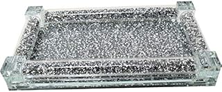 Silver Glass Sparkle Ornament Bling Crushed Diamond Gift | CRYSTALLIZED Kitchen Glass Tray Organiser Accessory Handmade Craft | Crushed Diamond Display | Present Gifts for all occasion, Home Decor