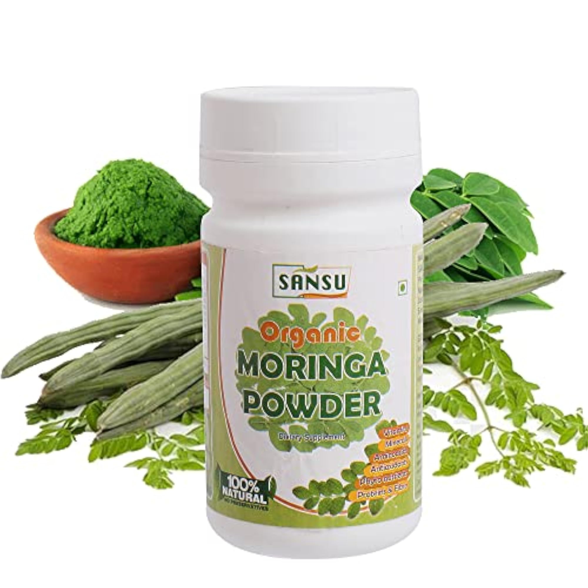 Organic Moringa Powder Pack of 2, 100g Each