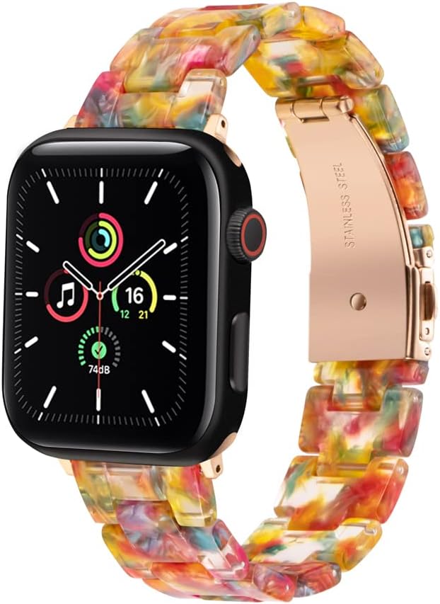 KolgiosRainbow 38mm 40mm 41mm Fancy Women Smartwatch Band Compatible for Apple Watch Series 8/7/SE/6/5/4,Charms Adjustable Replacement Bracelet For Iwatch 8 Gift for Her