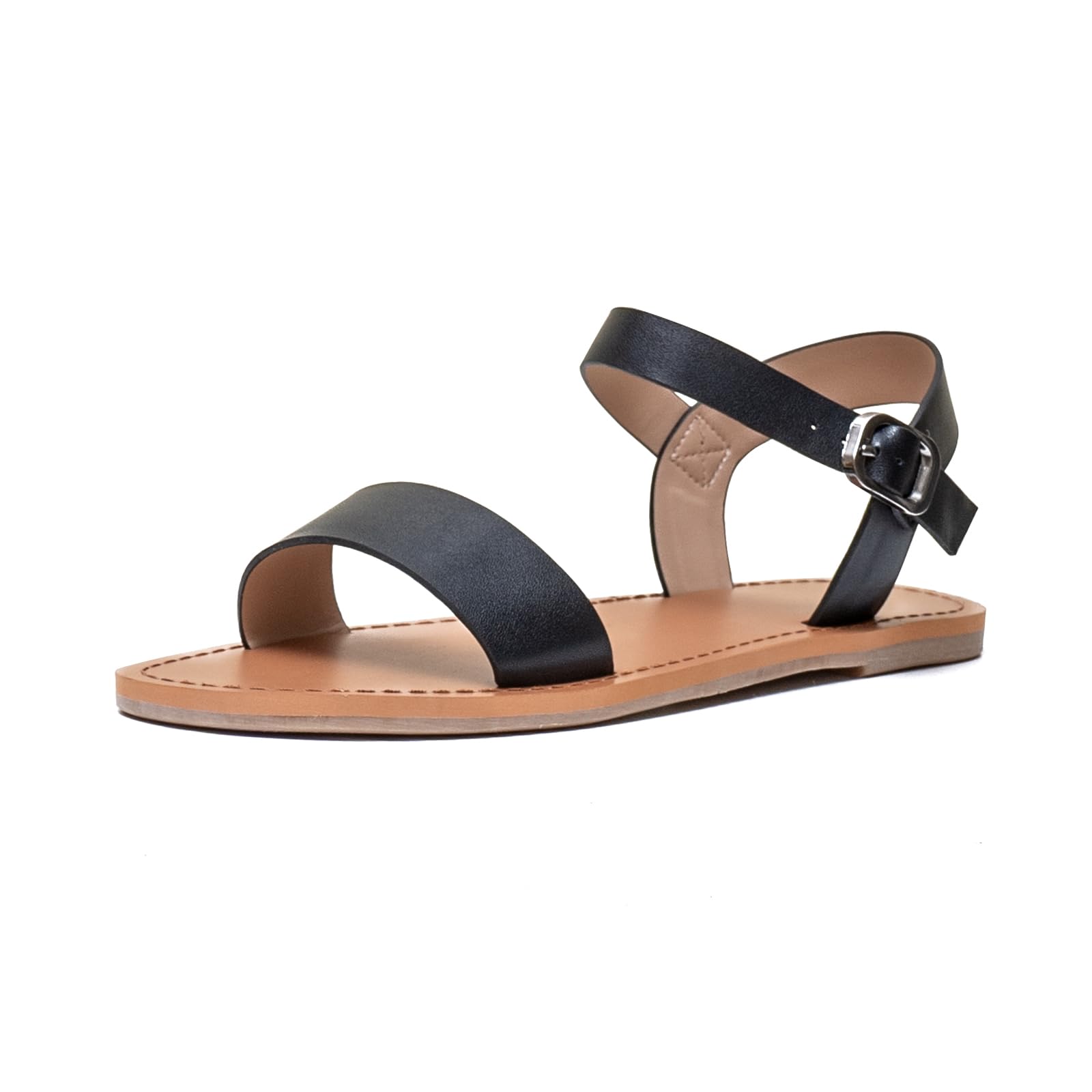 ONEENO Women's Casual Leather Flat Sandal