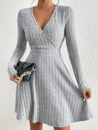 Robe pull col en V pour un style décontracté chic en automne hiver - 5