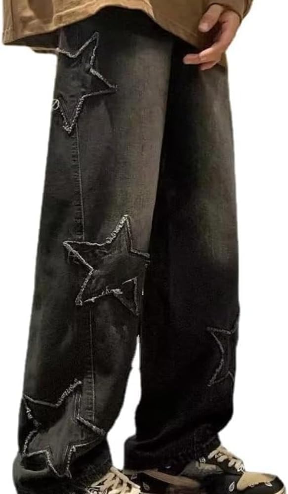 Jeans Baggy Y2K Femmes avec Patch Étoile Grunge Gothique XXL