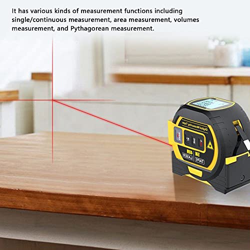 Télémètre laser, KKnoon 3 en 1 Règle de ruban à mesurer de 5 m Écran LCD avec rétroéclairage Distancemètre Dispositif de mesure de bâtiment Volumes de surface Équipement d'arpentage