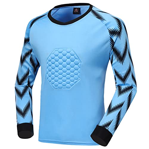 ranrann Maillot Gardien de Foot Enfant Garçon Maillots de Gardien de But Football Manches Longues Rembourré T-Shirt Foot Entraînement 7-12 Ans Type A Bleu 9-10 Ans