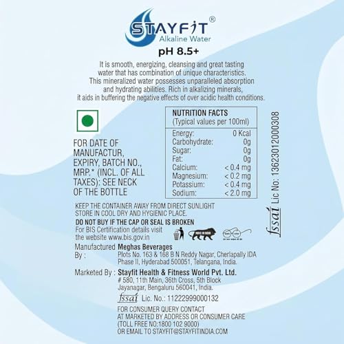 Image of Stayfit Alkaline Water with Essential Nutrients | 81+ Trace Minerals |Water-Based Electrolyte Drink With 8.5+ pH Alkaline Mineral Water (15 x 750 ml)