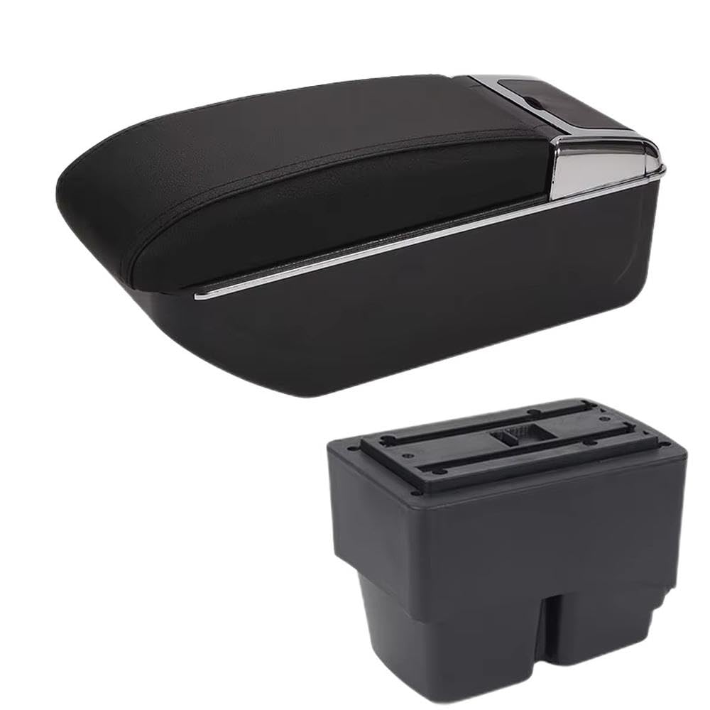 FSOZDBBPL For Ford Fiesta 2010-2018 Car Armrest Box Retrofit Parts Center Storage Box Car Armrest Arm Interior Parts(D2 Black black No USB)