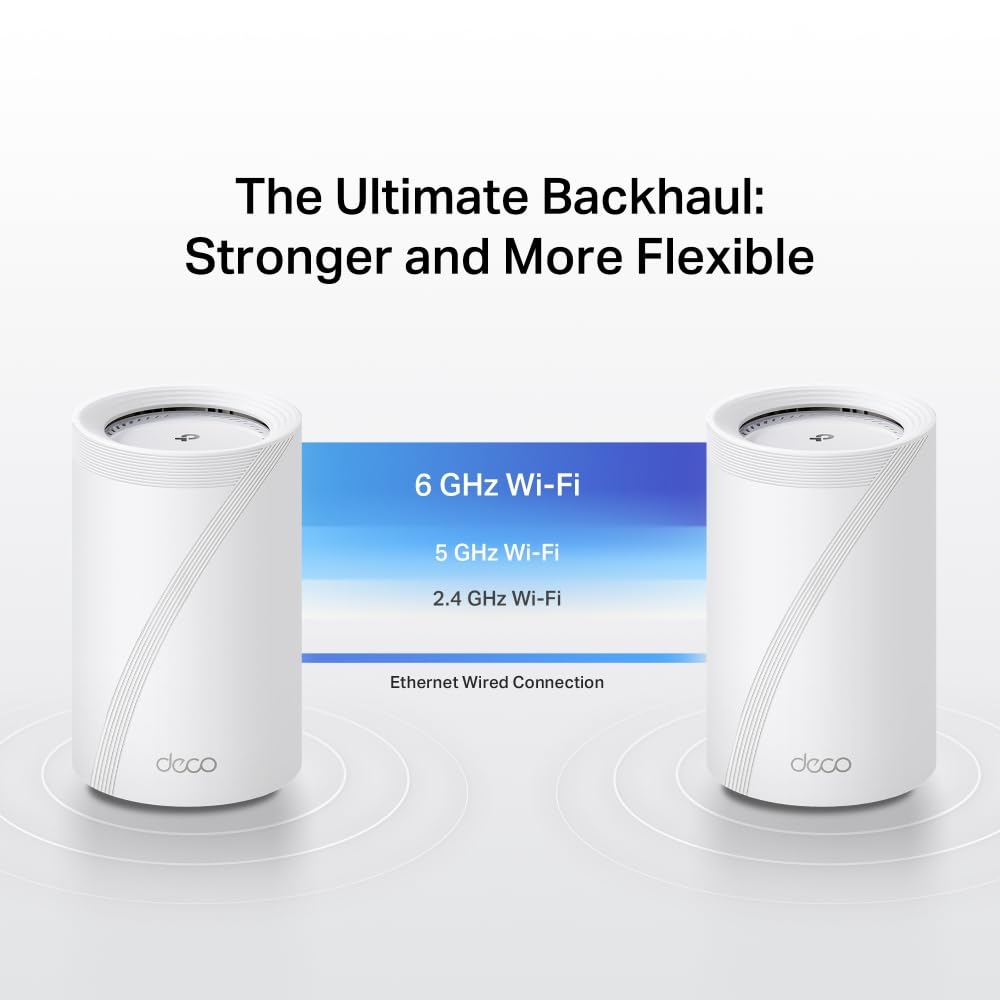 TP-Link Deco BE68(1-Pack) Wi-Fi 7 Mesh WLAN BE14000 Tri-Band, 8 Streams, MLO, 1×10G Ports + 1×2,5G Port + 1×Gigabit Port, USB 3.0