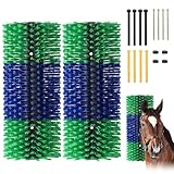 2PCS Livestock Scratch Brush, 17.5 x 7.8 Inch Goat Brushes for Grooming, Horse Brushes for Scratching, Livestock Brushing with 4 Screws for Horse, Elk, Cattle, Pig, Sheep（Green）