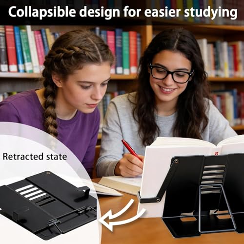 Image of DOCAT Book Stand for Reading, Writing, Painting and Used As Laptop Stand for Desk, Adjustable Book Holder, Compatible with Cookbooks, Textbooks, Tablets and Laptops (Black)