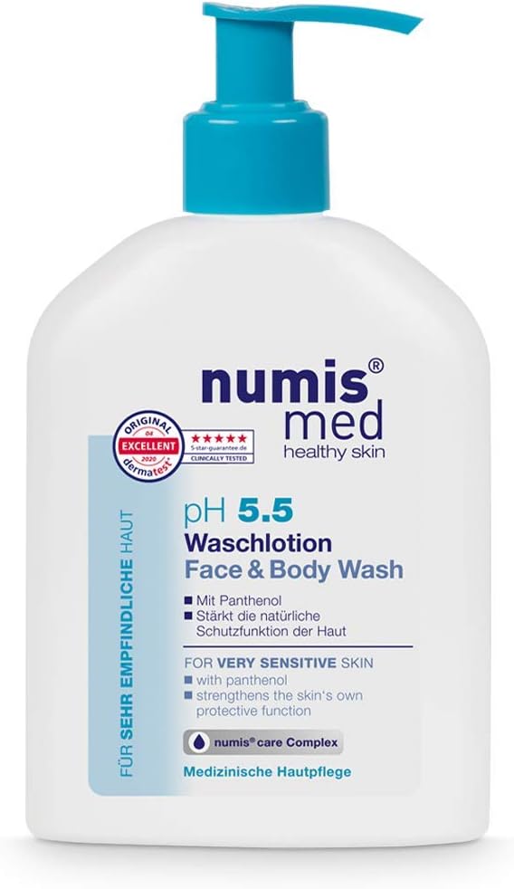 pH 5.5 Face and Body Wash for Sensitive Skin, Vitamin B5-Enriched Moisturizing Body Wash for Dry Skin, pH Balanced Bath Wash for Men and Women, 200mL