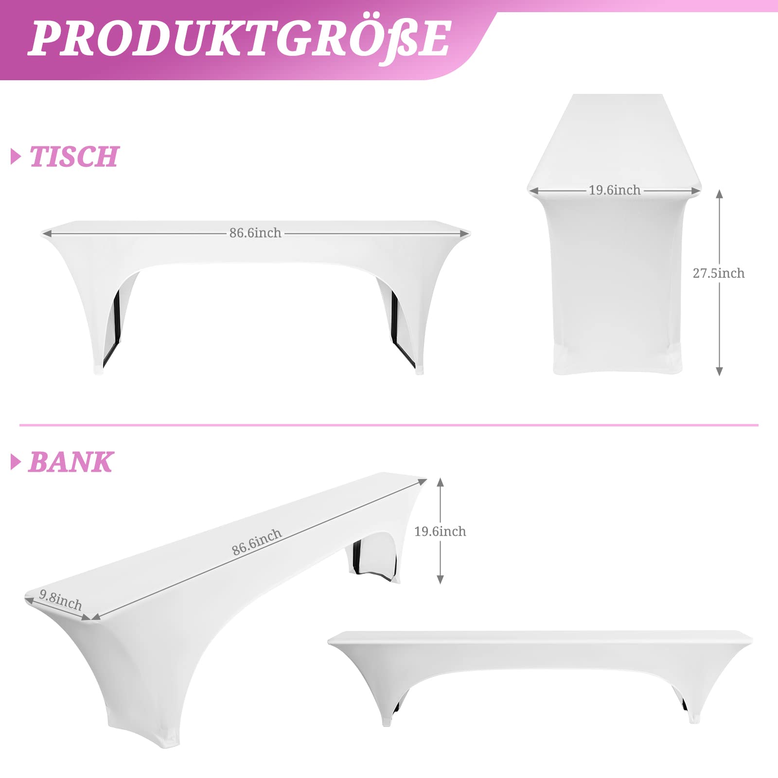 Set 3 Copritavoli Da Birra Elasticizzati - Bianco, Per Tavoli E Panche - Foto 11