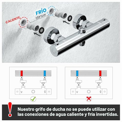 Miniatura 5 de Görbach Columna De Ducha Grifo Termostático Acero Inoxidable 304 Sistema Ducha Monomando Con Mezclador Termostático Columna Ducha Hidromasaje Con Ducha Cuadrada Lluvia Cromo D30cm