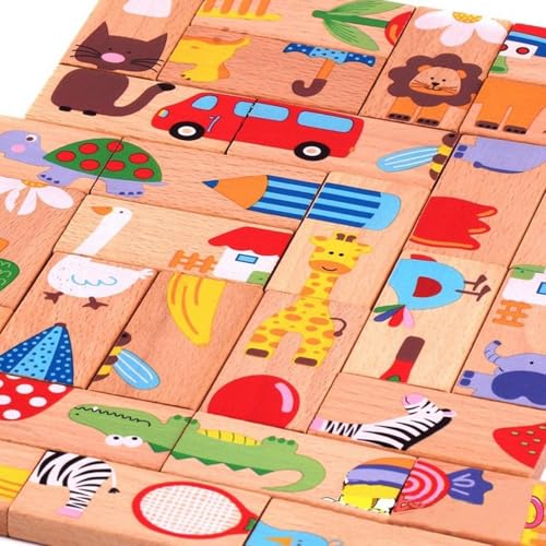 Juego de dominó animal de madera para niños miniatura 5
