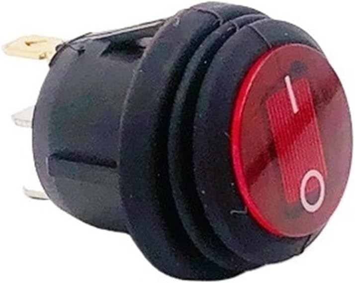 Mini Circular Rocker Switch KCD1, ON/Off, 3-pin, 6A 250VAC/10A 125VAC(Red,2PCS-DC12V)