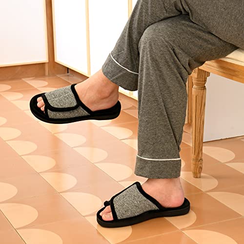 Image of DL Adjustable Men's Memory Foam Slippers, Comfy Indoor Outdoor, Breathable Slide Bedroom Slippers Size 7-14
