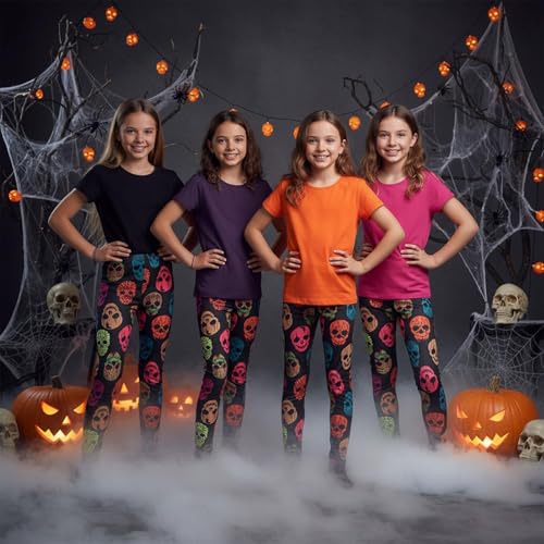 Girls Halloween Legging Spider Web Skull Print Leggings Fancy Costume 3-13 Years4