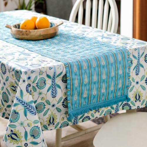Image of THE YARD HOUSE Wipeable & Anti-Slip Cotton Table Cover for Family Dining, Party. Protects Against Spills, Scratches, Damages (Garden of Amalfi, 60 x 90 inch (Rectangle))