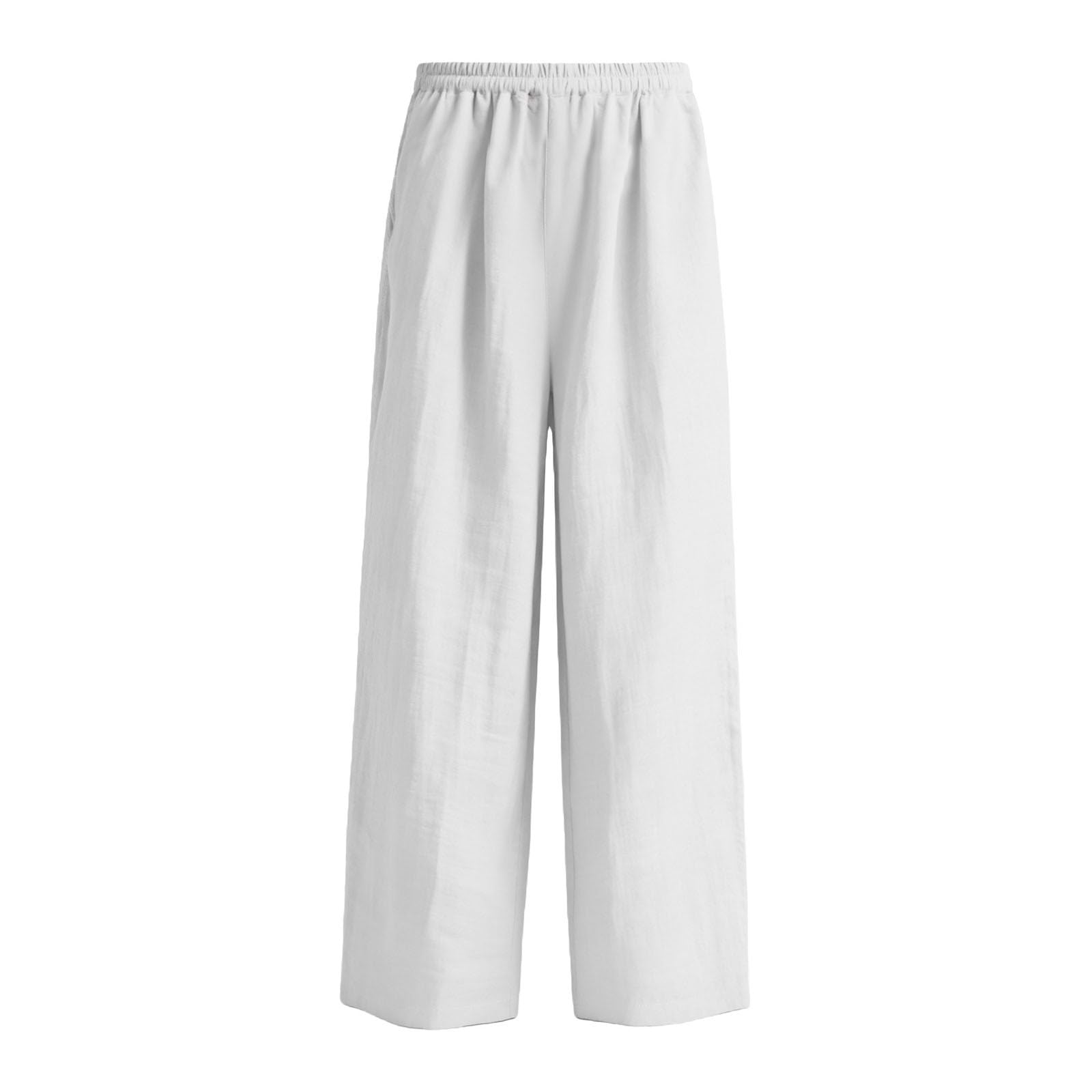 Pantaloni Lino Donna Estivi Casual Pantaloni Leggeri Larghi con Coulisse Gamba Dritta Pants da Spiaggia in Cotone Taglie Forti per Yoga Eleganti Estivi Pantalone per Sport Vacanze Spiaggia S-4XL