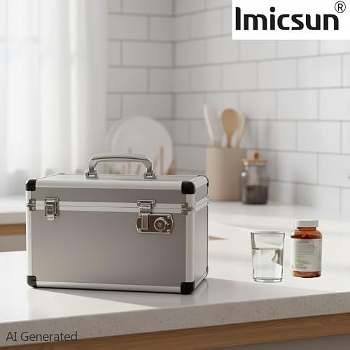 Upgraded Childproof Locking Medicine Box XL Family Storage Charcoal Gray — view 5