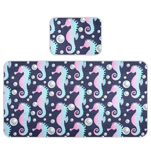 Takiito Gradient Seahorses Baby Cooling Mattress Pad, Soft & Breathable Cooling Mat Keep Baby Cool in Summer 28x52 in, Nursery Essential