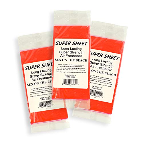 Image of Super Sheet Small (7.5 inchx3.75 inch) Under Seat Car Air Freshener, 3-PACK (Sex on the Beach)