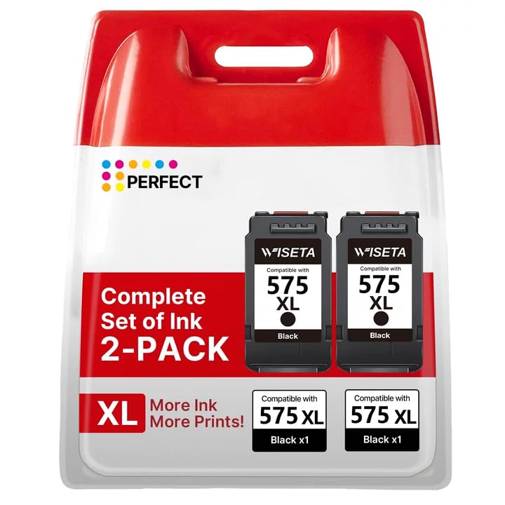 WISETA PG-575XL 575XL Schwarz Druckerpatronen Kompatibel für Canon 575 Black 575 XL PG575XL PG 575 PG575 Patronen für Canon TS3750i TS3751i TR4755i patronen TS3550i TS3551i TS3752i TR4750i (2 Schwarz)