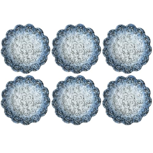 Sizikato 6 Pcs Stoneware Porcelain Sauce Dish, Peacock Relief Ceramic Soy Sauce Dish Mustard Dish