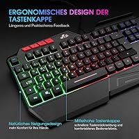 Rii Gaming Tastatur, PC Tastatur Beleuchtet Regenbogen Tastatur USB, 19 Anti-Ghosting, Gaming Keyboard Für PC/Laptop/PS4/Xbox One (Deutsches Layout) – Ansicht 2