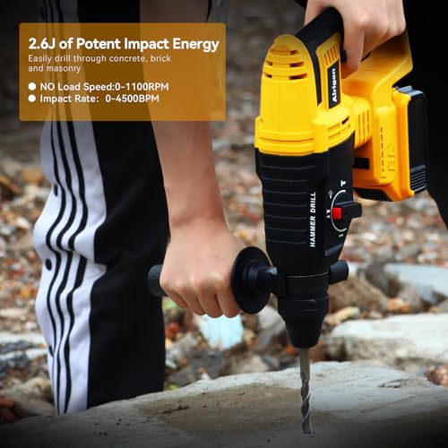 Cordless Rotary Hammer Drill Compatible with Dewalt 20V MAX Battery, Brushless SDS 2.6 Joules Rotary Hammer Drill for Concrete Home Use and Professional Construction Work(Battery not included) thumbnail 5