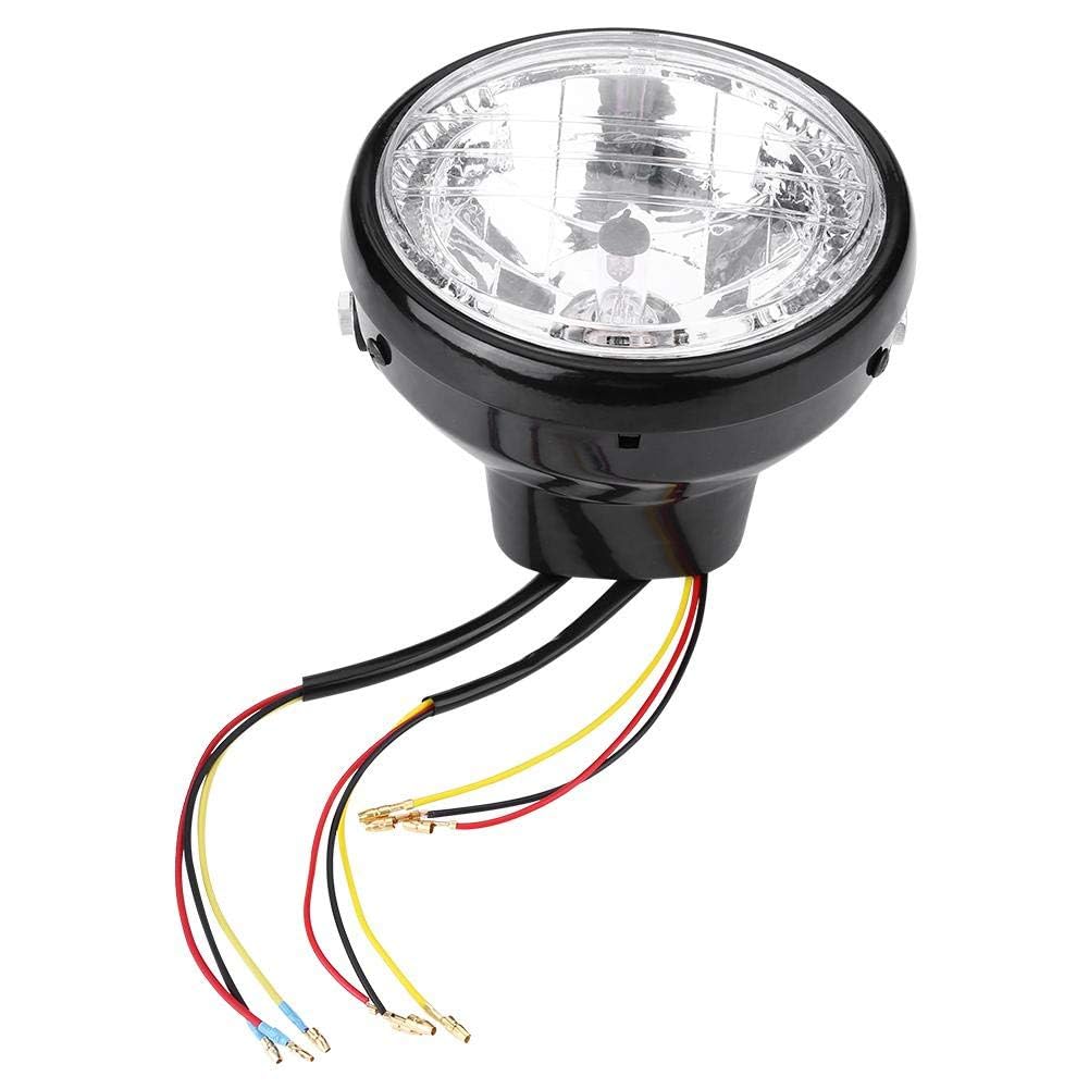Ejoyous Phare de Moto Rétro, 7 Pouces, Projecteur LED Rond Universel, Noir, 12V 35W, avec Support de Montage, Clignotant