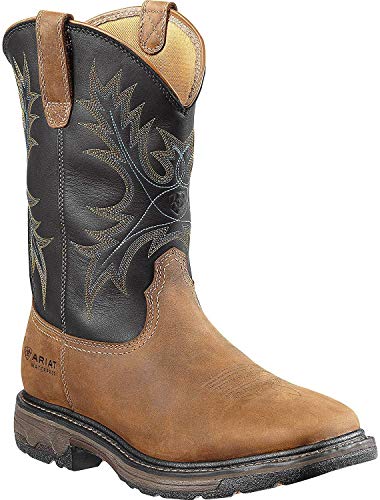 Ariat Men's Workhog Wide Square Toe H2O Steel Toe Work Boot, Aged Bark/Black, 10.5 D US